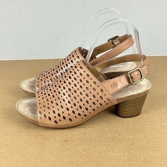 Josef Seibel Rose 27 Slingback Leather Heeled Sandals Womens 7/7.5 EU 38 Tan - Picture 11 of 11
